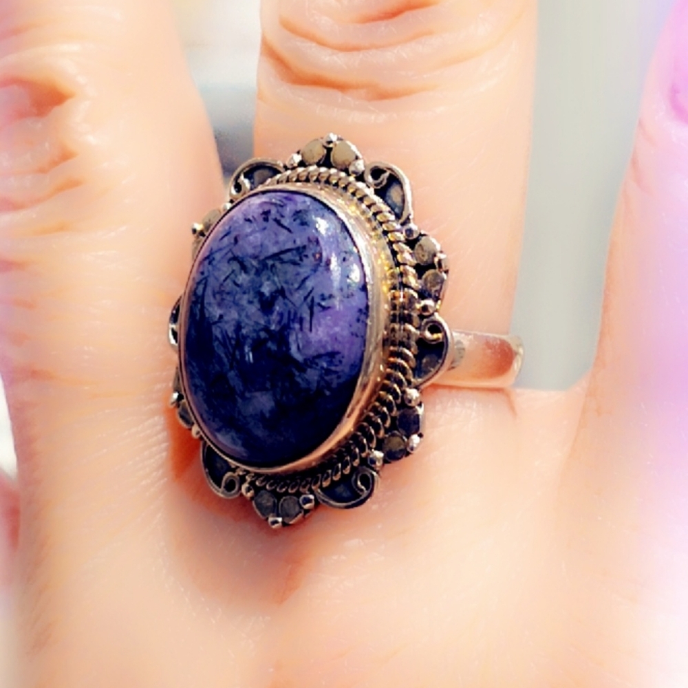 Charoite Sterling Silver Gemstone Ring